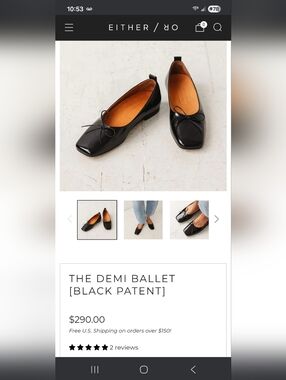 Patent Square-Toe Ballet Flats in Black